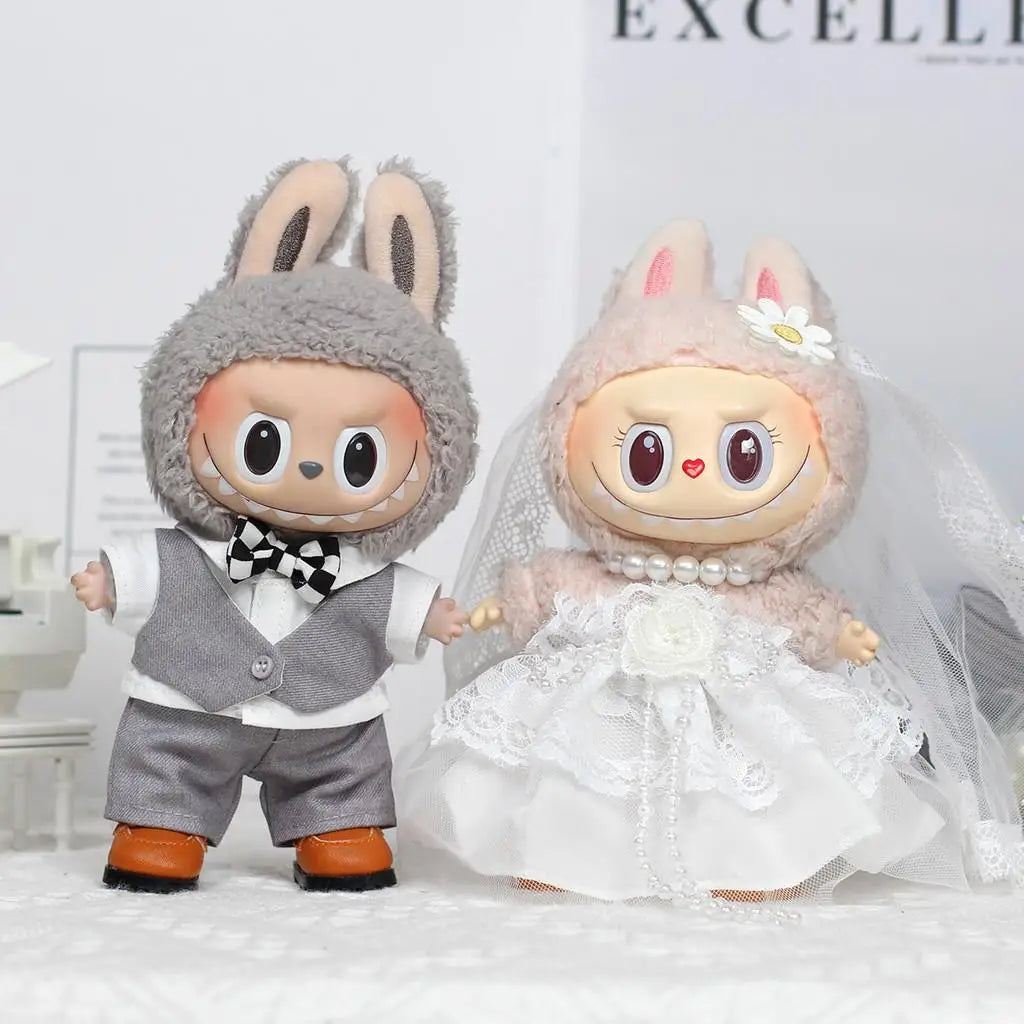 Labubu Dream Wedding Set – Bride and Groom Outfits for 17cm Labubu Dolls