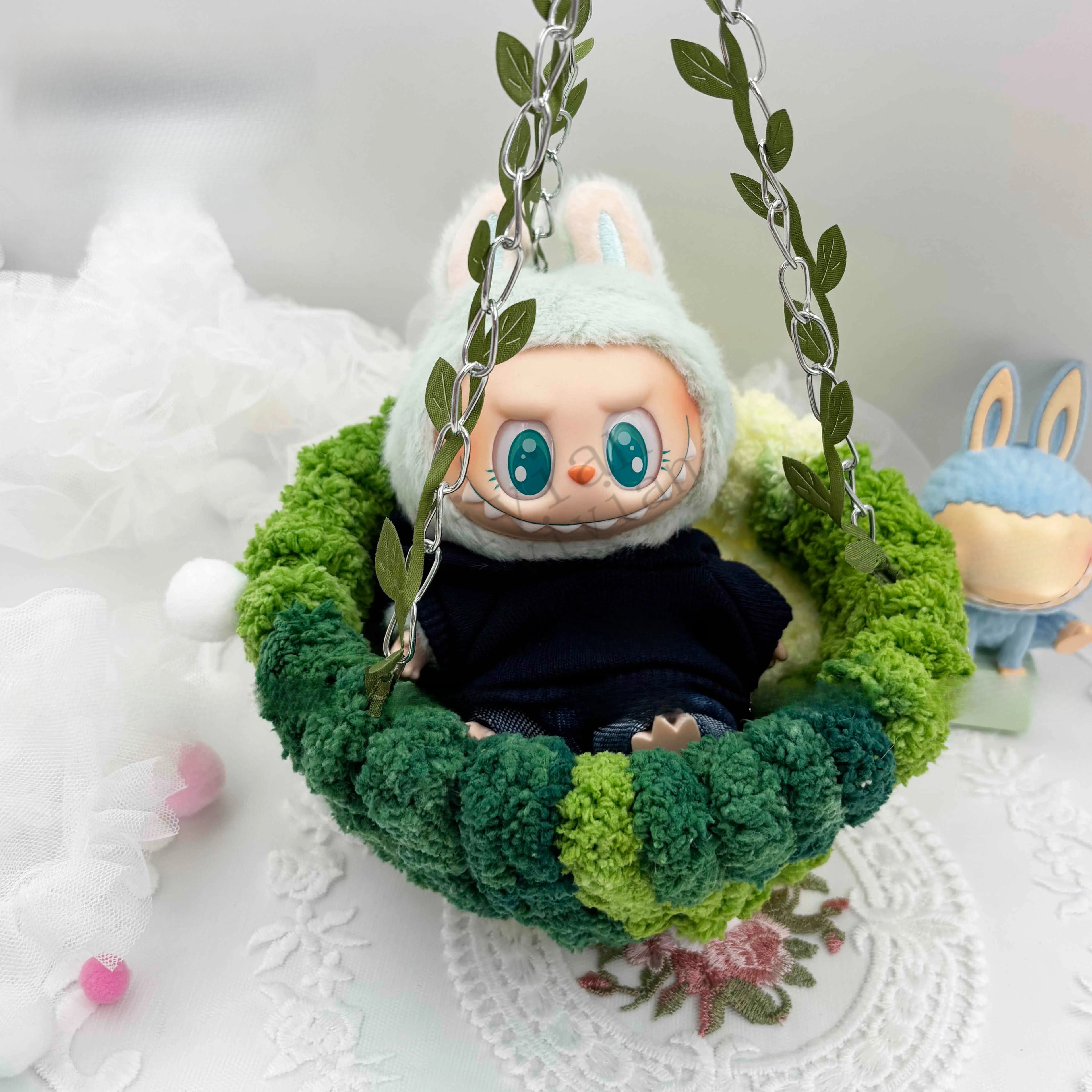 Swing into Cuteness – Labubu Hammock Basket Accessory