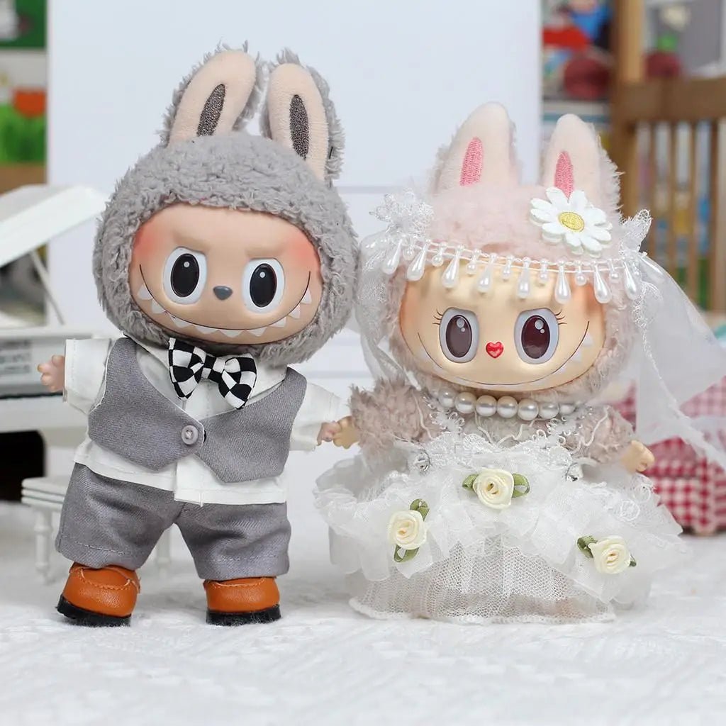Labubu Dream Wedding Set – Bride and Groom Outfits for 17cm Labubu Dolls